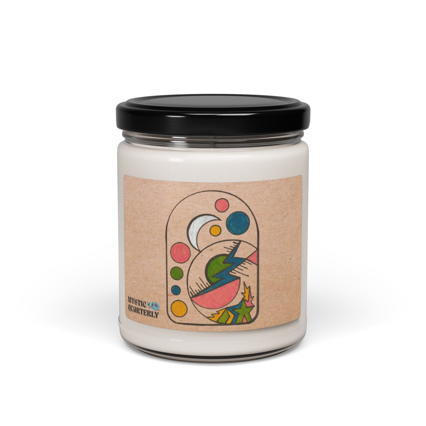 Moon Ritual Candle with Cosmic Lunar Symbolic Art