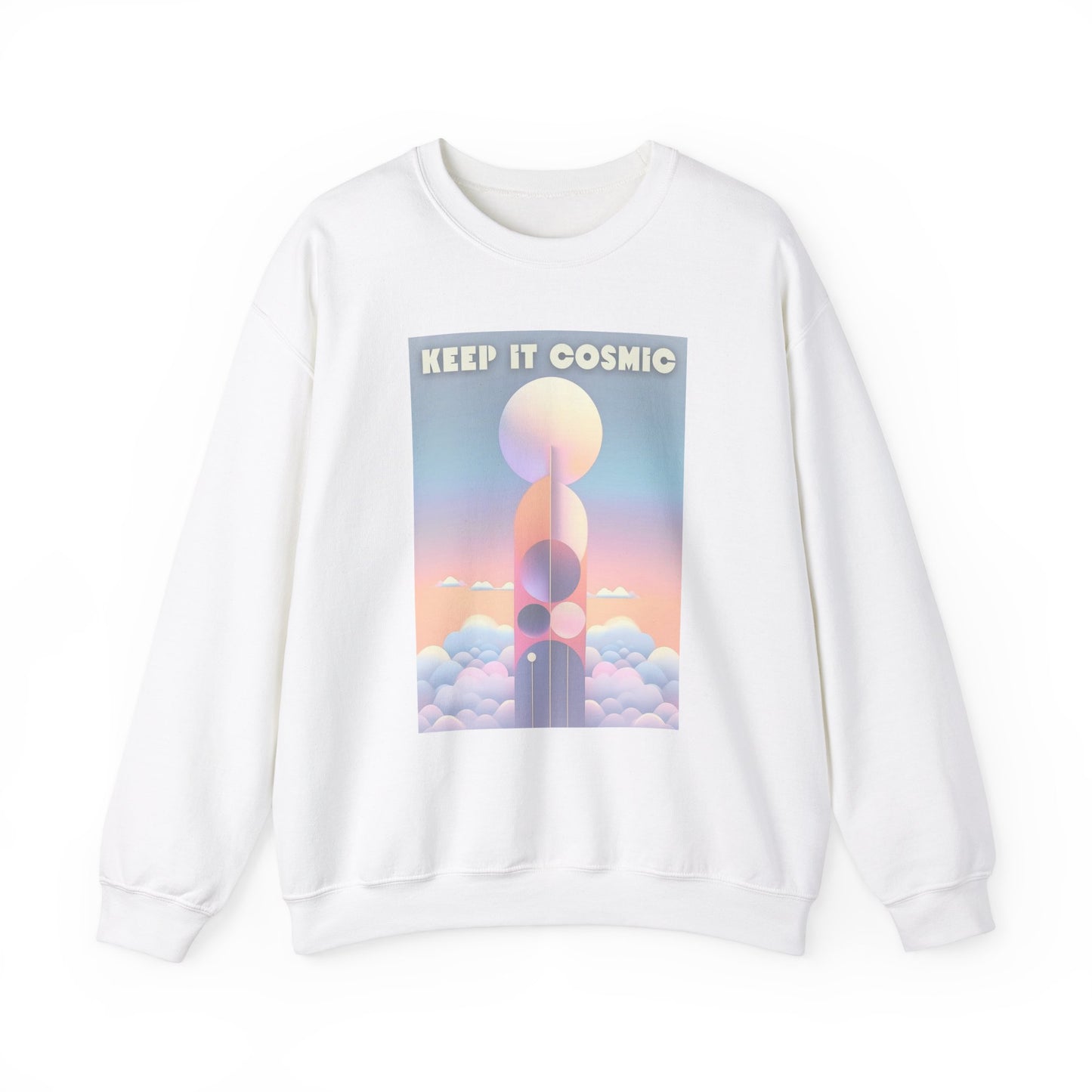 Keep It Cosmic Pastel Sweatshirt – Retro Celestial Aesthetic Crewneck