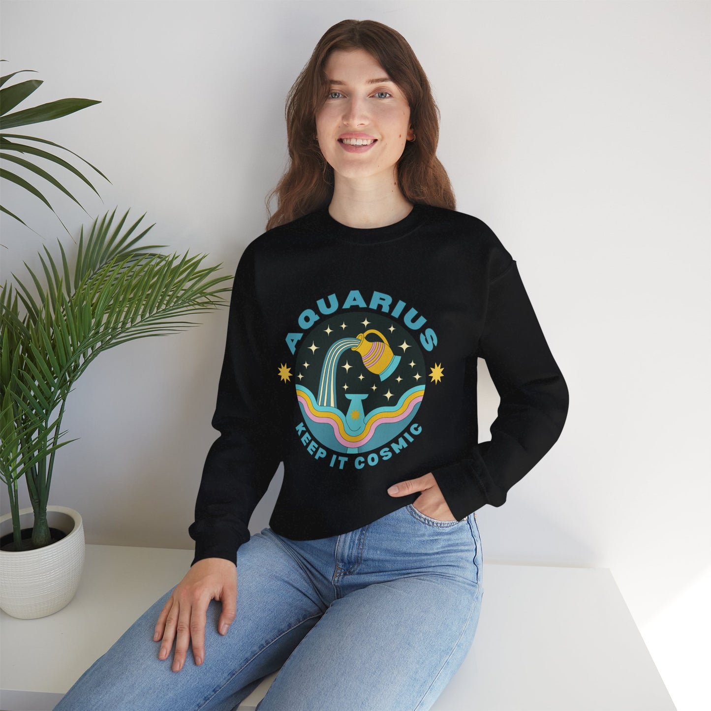 Keep It Cosmic - Retro Star Sign Astro Sweatshirt | Aquarius