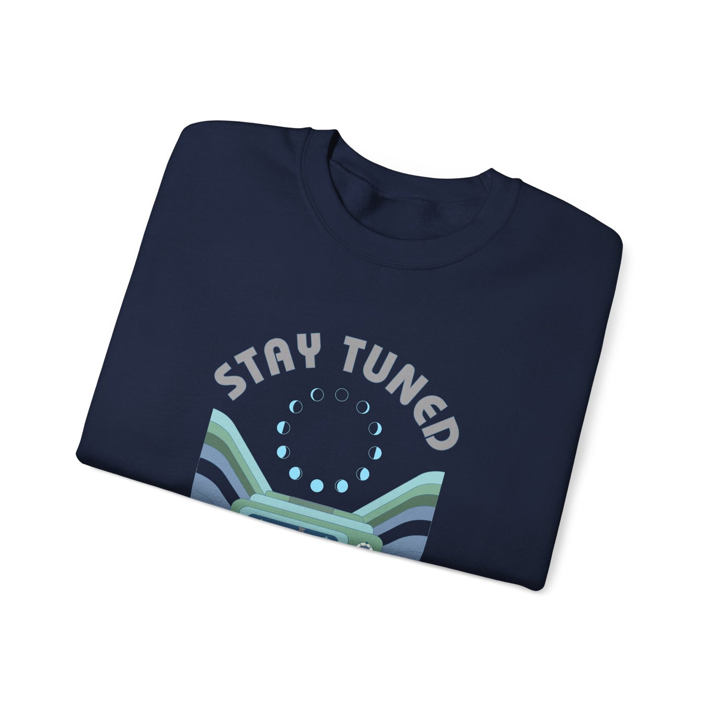 Stay Tuned Moon Phase Retro Sweatshirt - Earthglow Celestial Crewneck