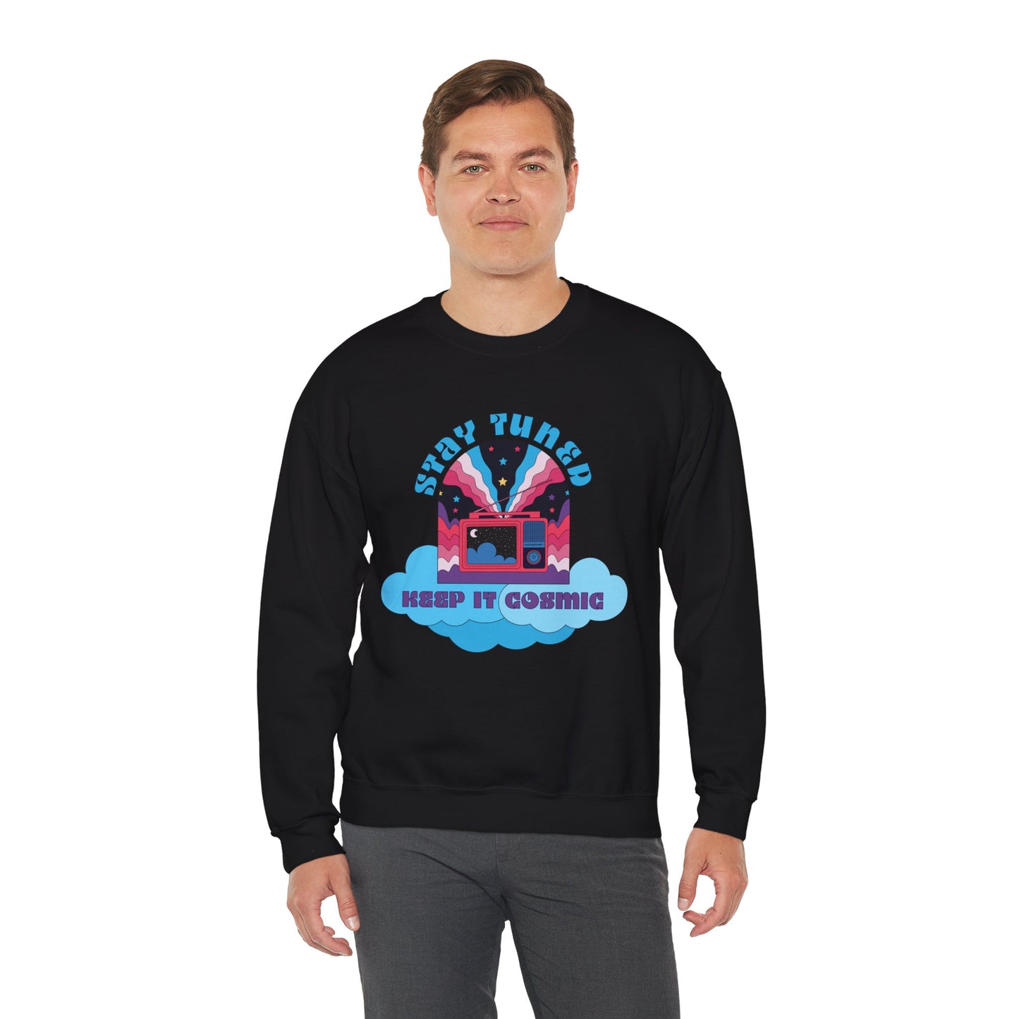 Stay Tuned Cosmic Retro Sweatshirt - Dreamglow Celestial Crewneck