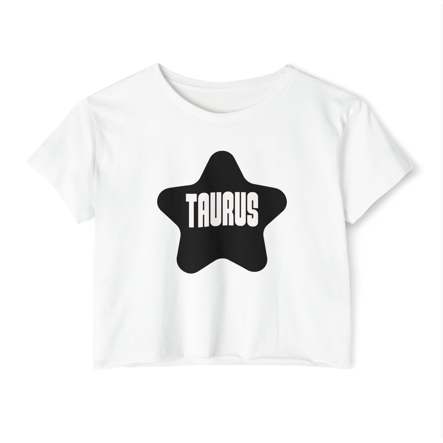 Taurus Black Star Crop Top – Retro Zodiac Tee