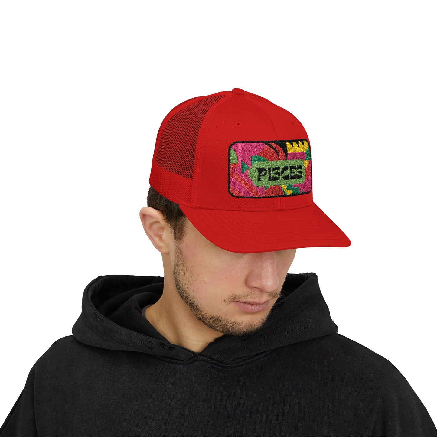 Pisces Trucker Hat - Retro Astrology Snapback Cap - Embroidered Horoscope Hat
