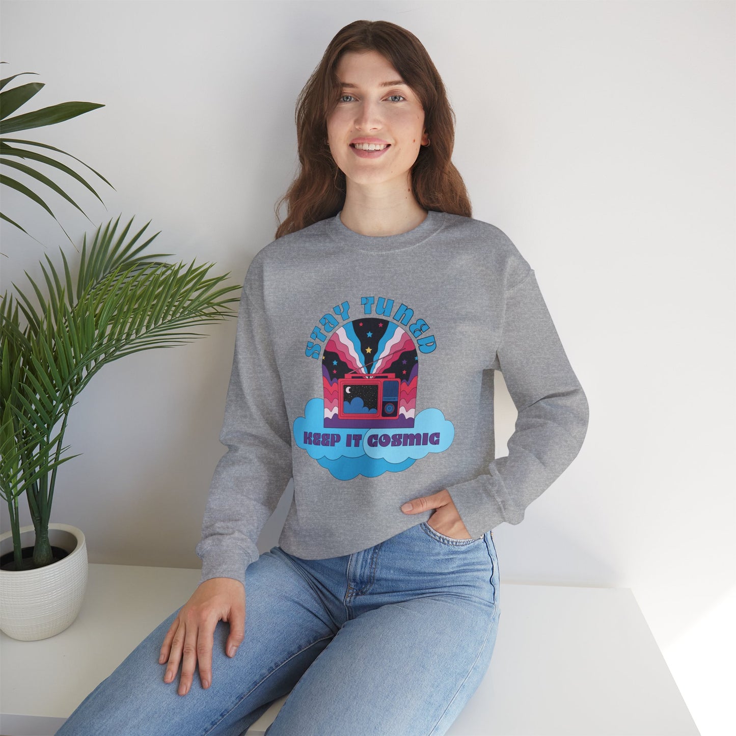 Stay Tuned Cosmic Retro Sweatshirt - Dreamglow Celestial Crewneck