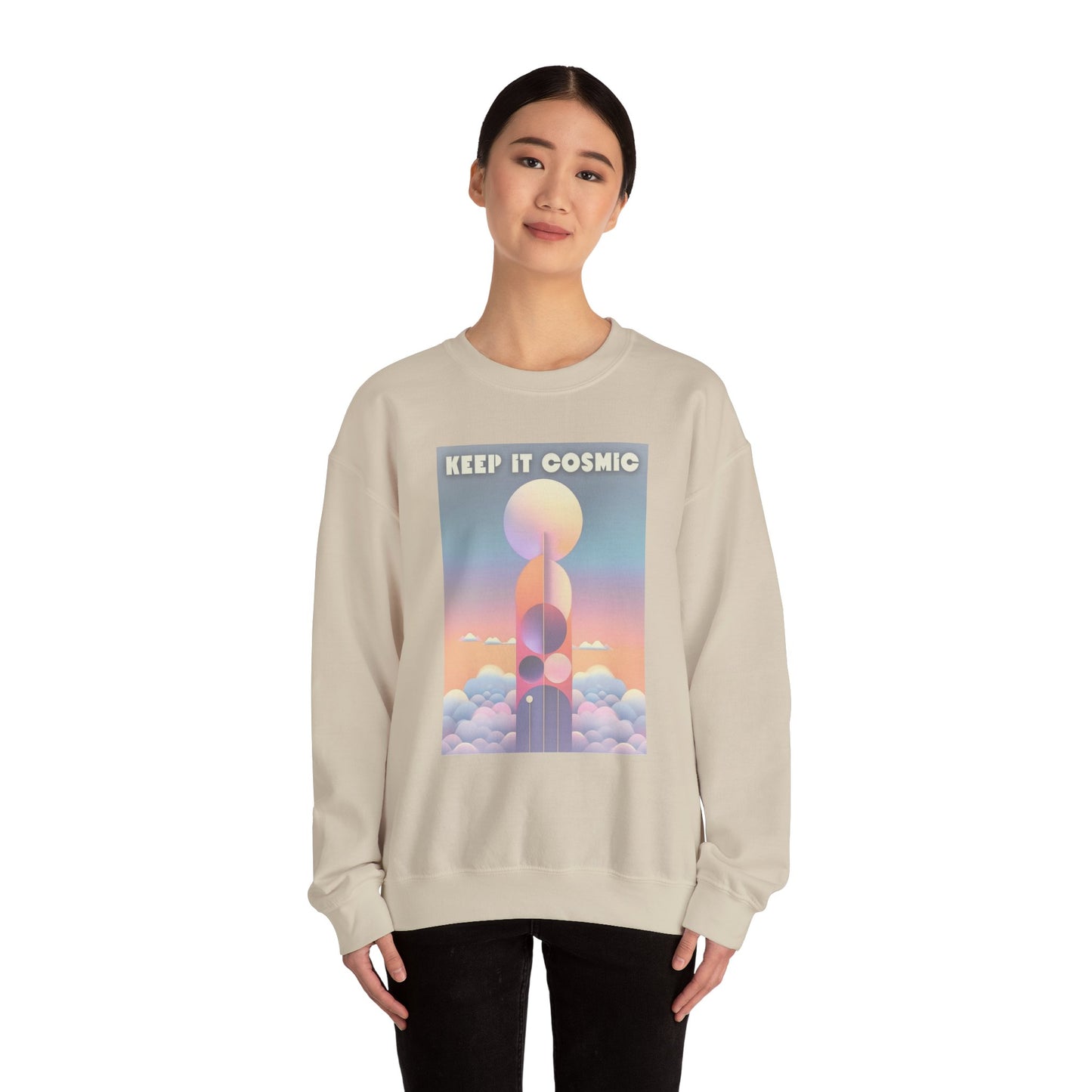 Keep It Cosmic Pastel Sweatshirt – Retro Celestial Aesthetic Crewneck