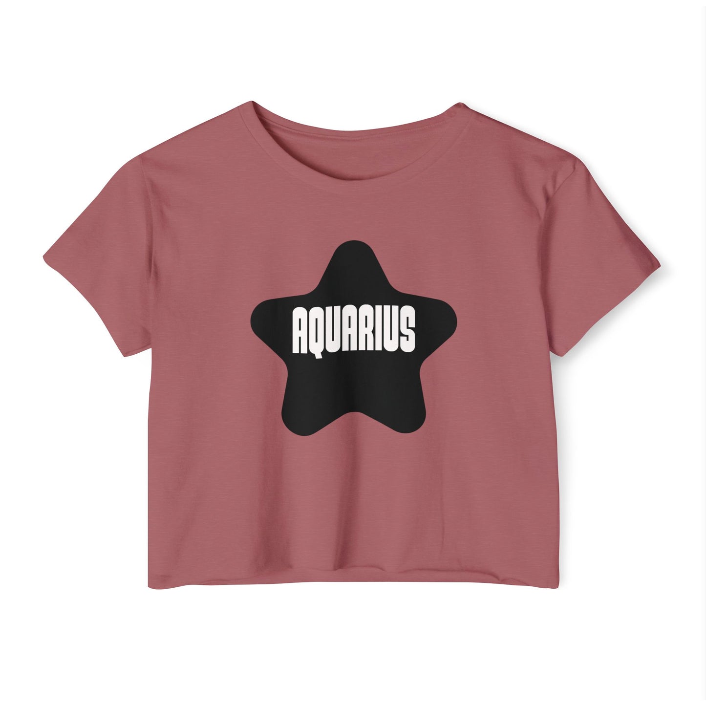 Aquarius Black Star Crop Top – Retro Zodiac Tee