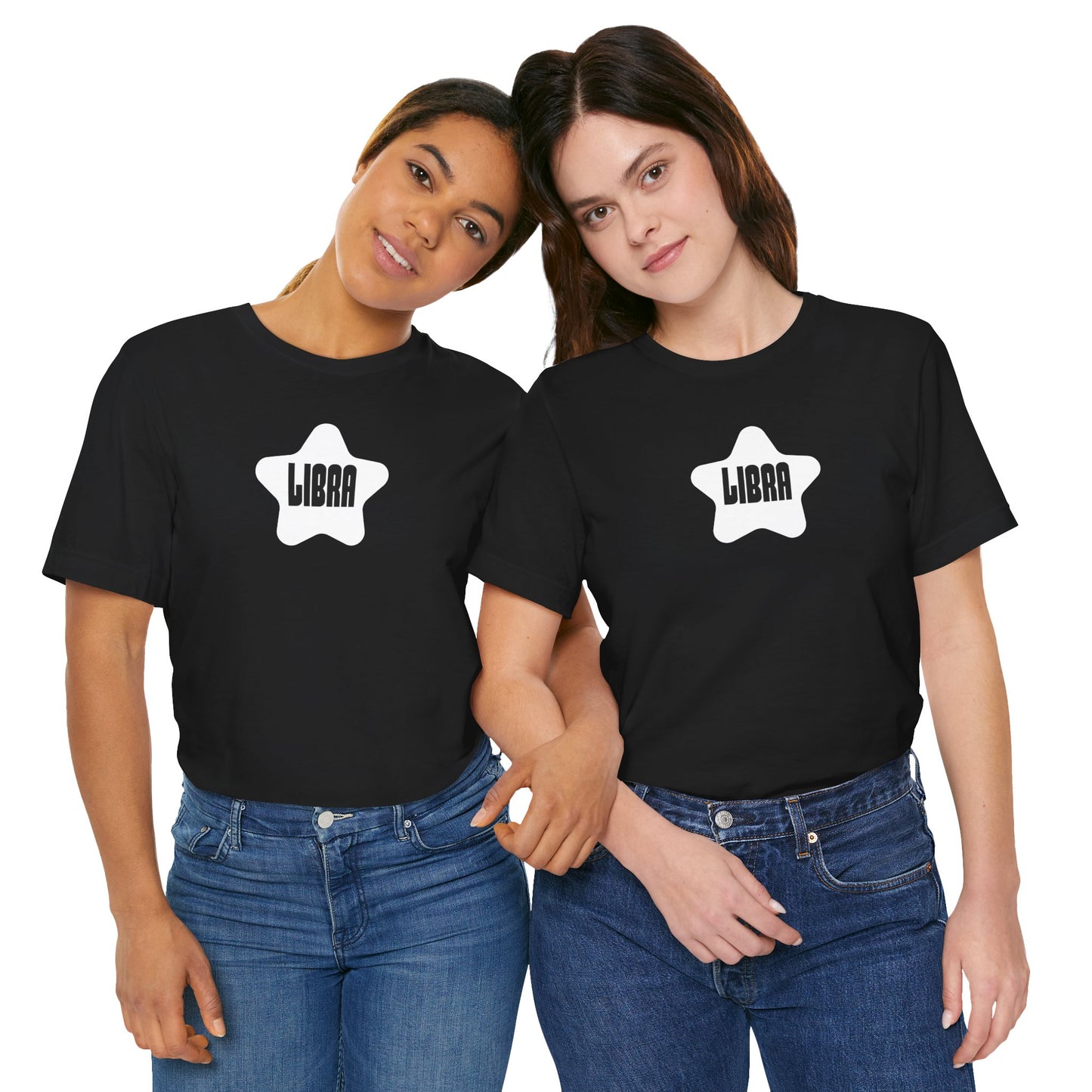Libra Dark Mode Star Tee – White Star Libra Zodiac T-Shirt