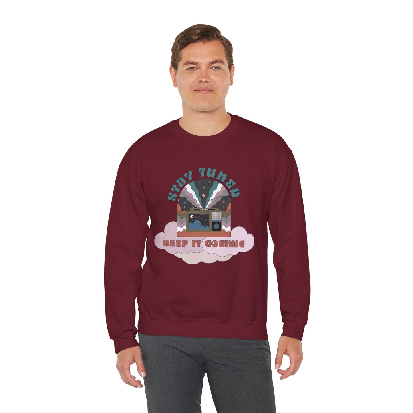 Stay Tuned Cosmic Retro Sweatshirt - Earthglow Celestial Crewneck