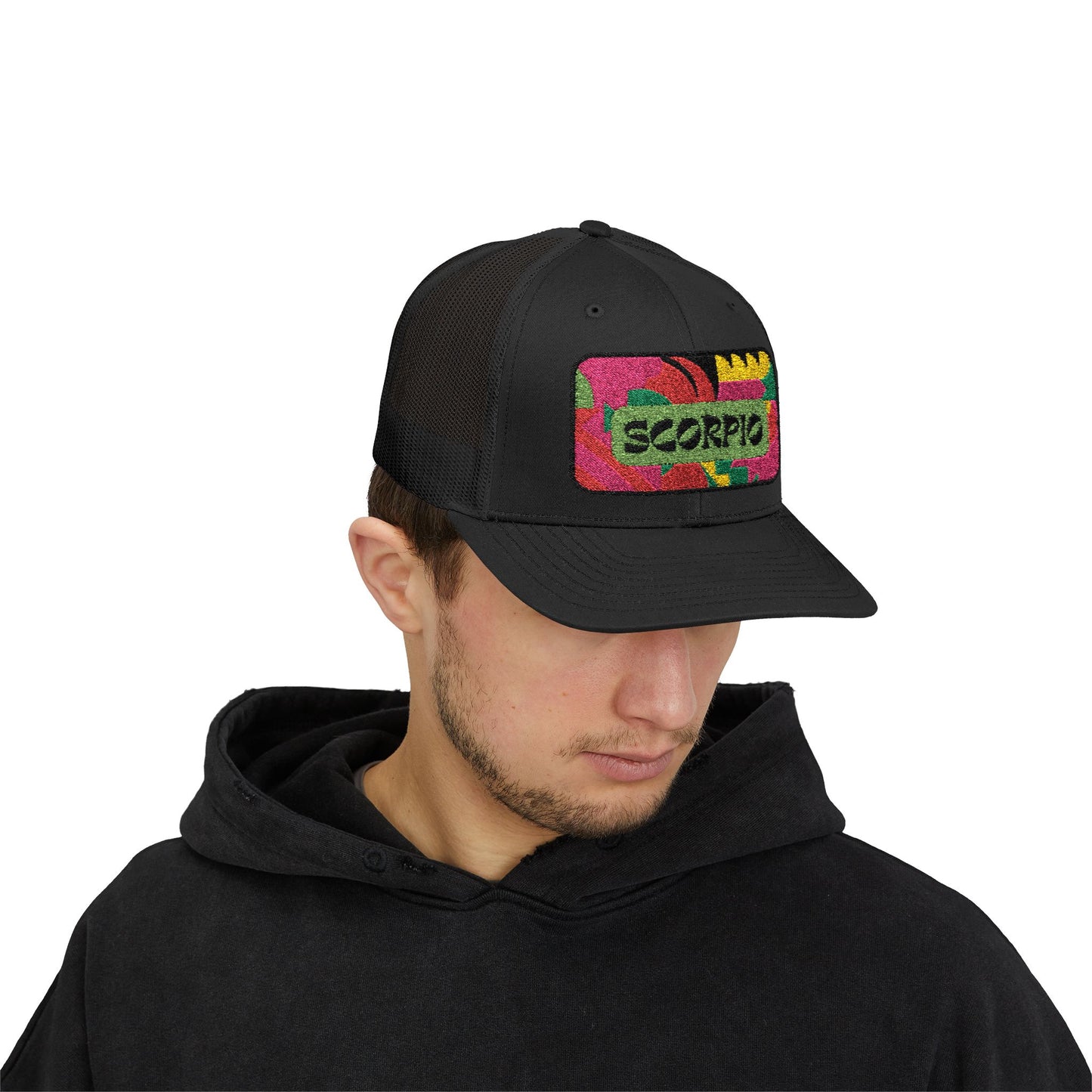 Scorpio Trucker Hat - Retro Astrology Snapback Cap - Embroidered Horoscope Hat