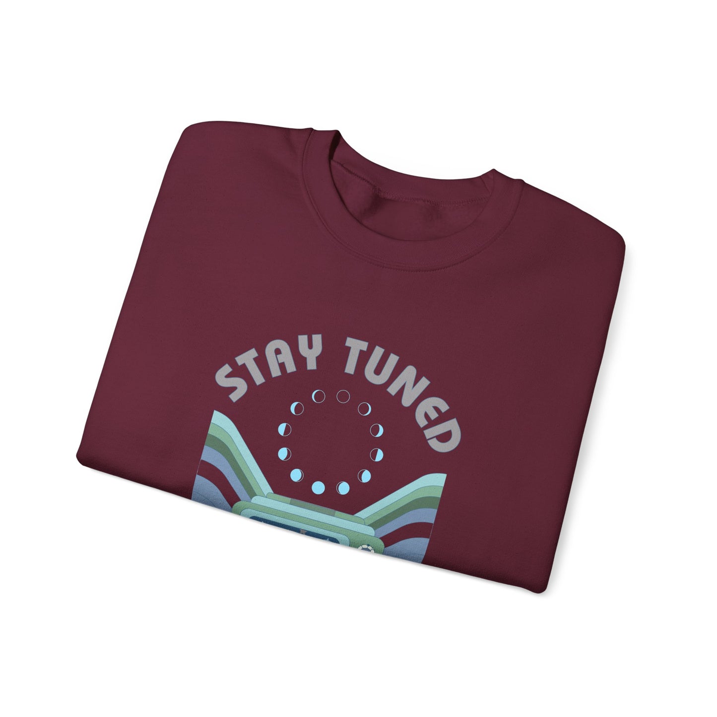 Stay Tuned Moon Phase Retro Sweatshirt - Earthglow Celestial Crewneck