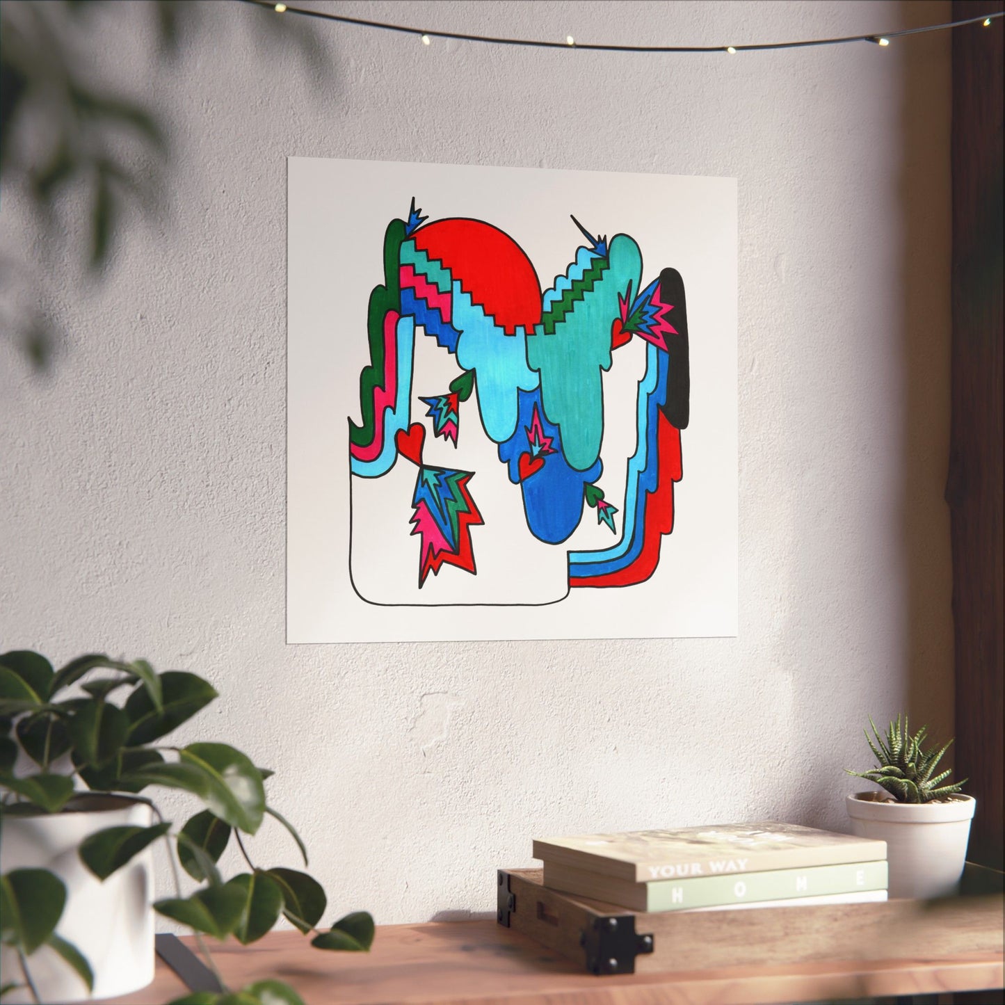 Open Heart Circuit Colorful Abstract Geometric Art Print
