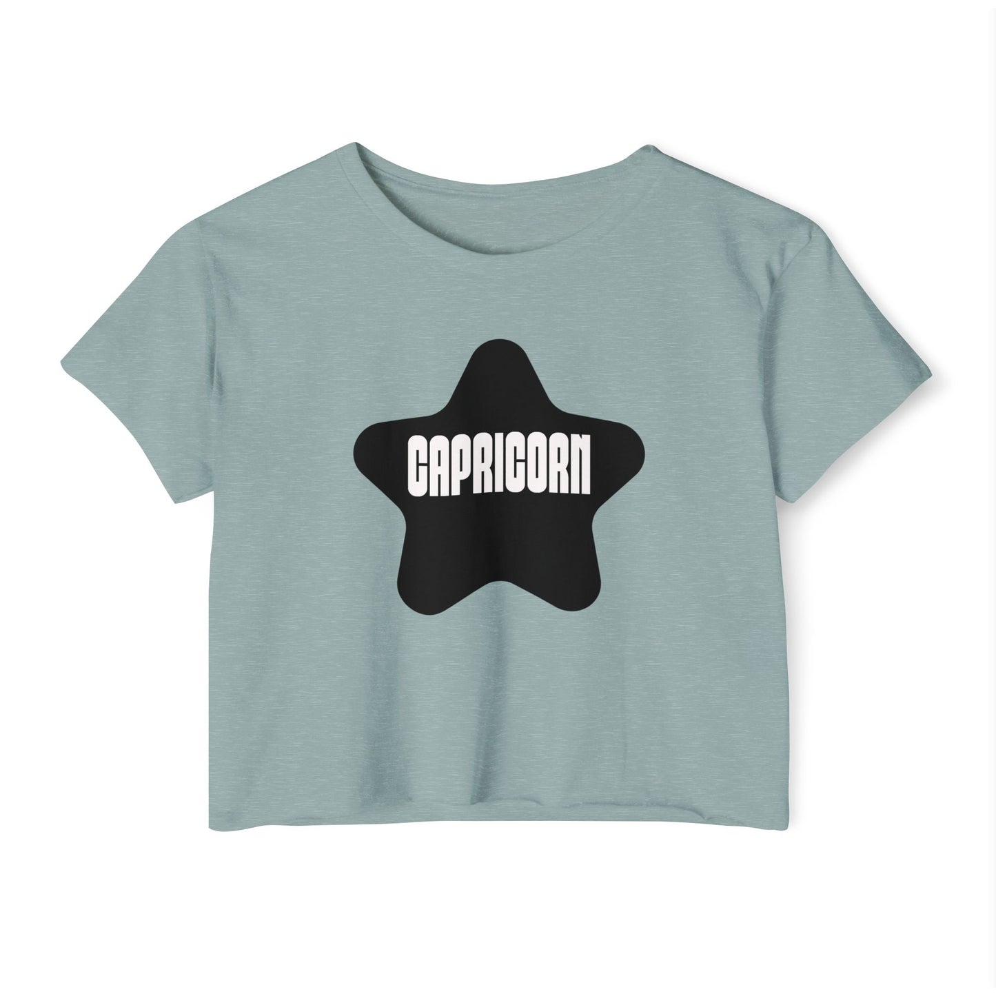 Capricorn Black Star Crop Top – Retro Zodiac Tee