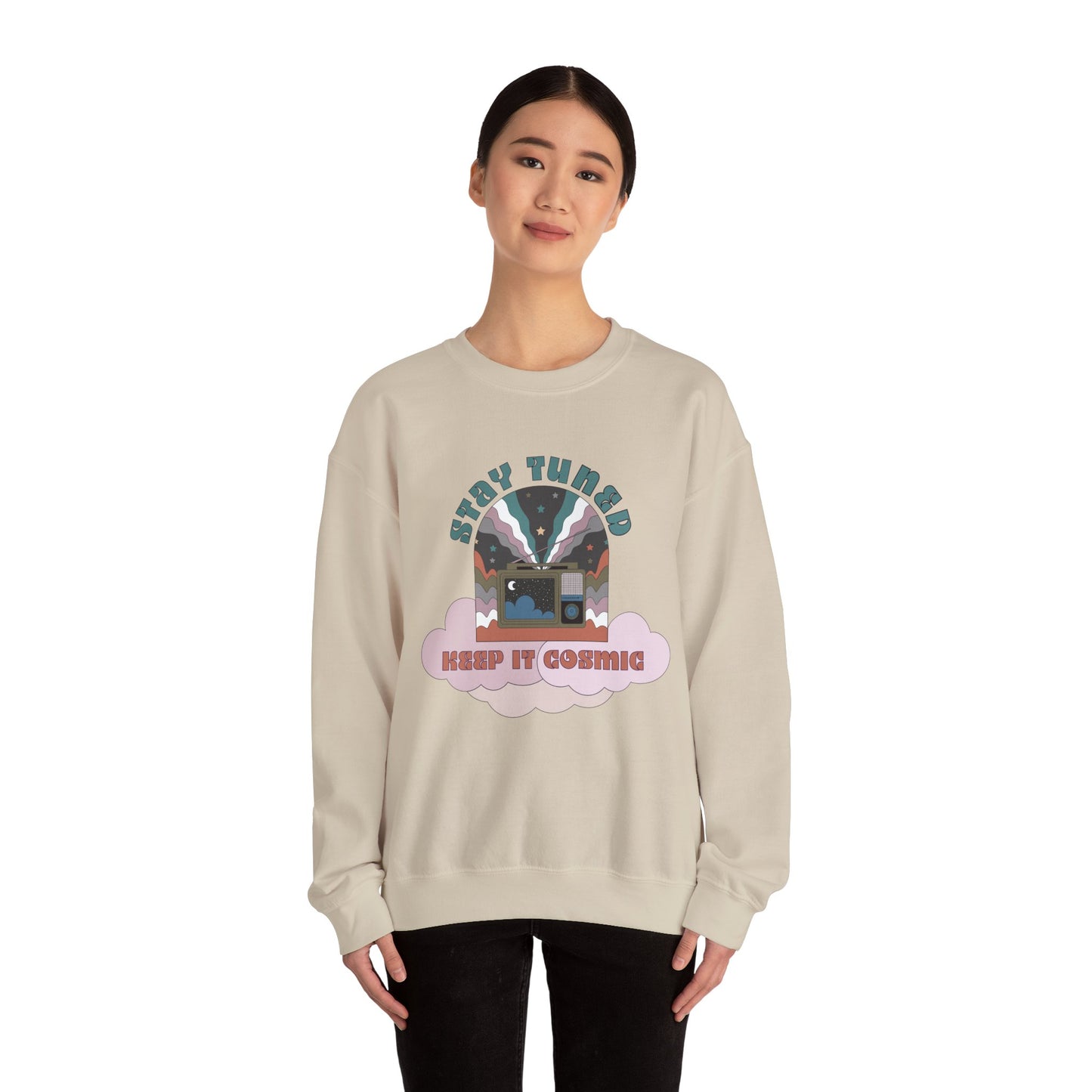 Stay Tuned Cosmic Retro Sweatshirt - Earthglow Celestial Crewneck