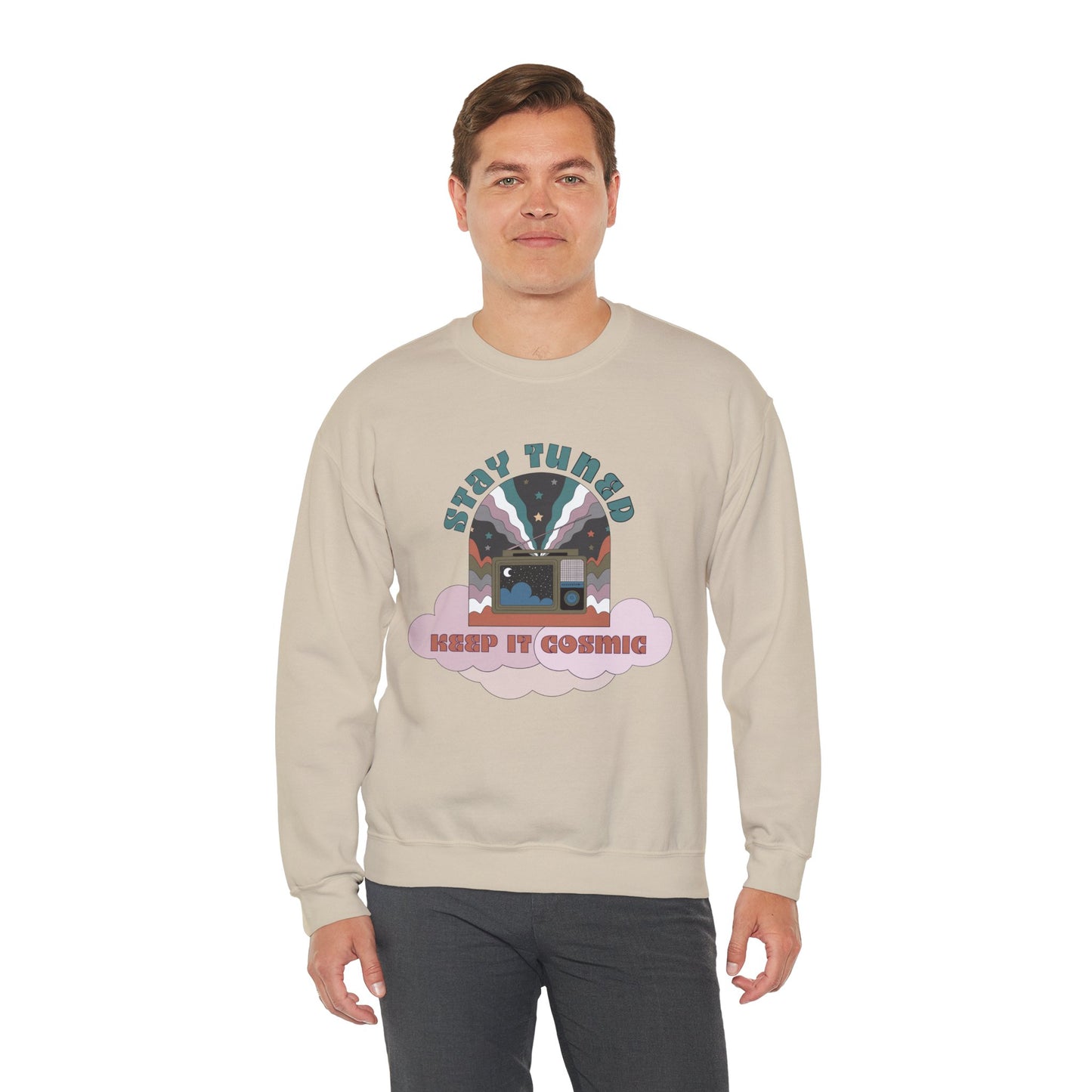 Stay Tuned Cosmic Retro Sweatshirt - Earthglow Celestial Crewneck