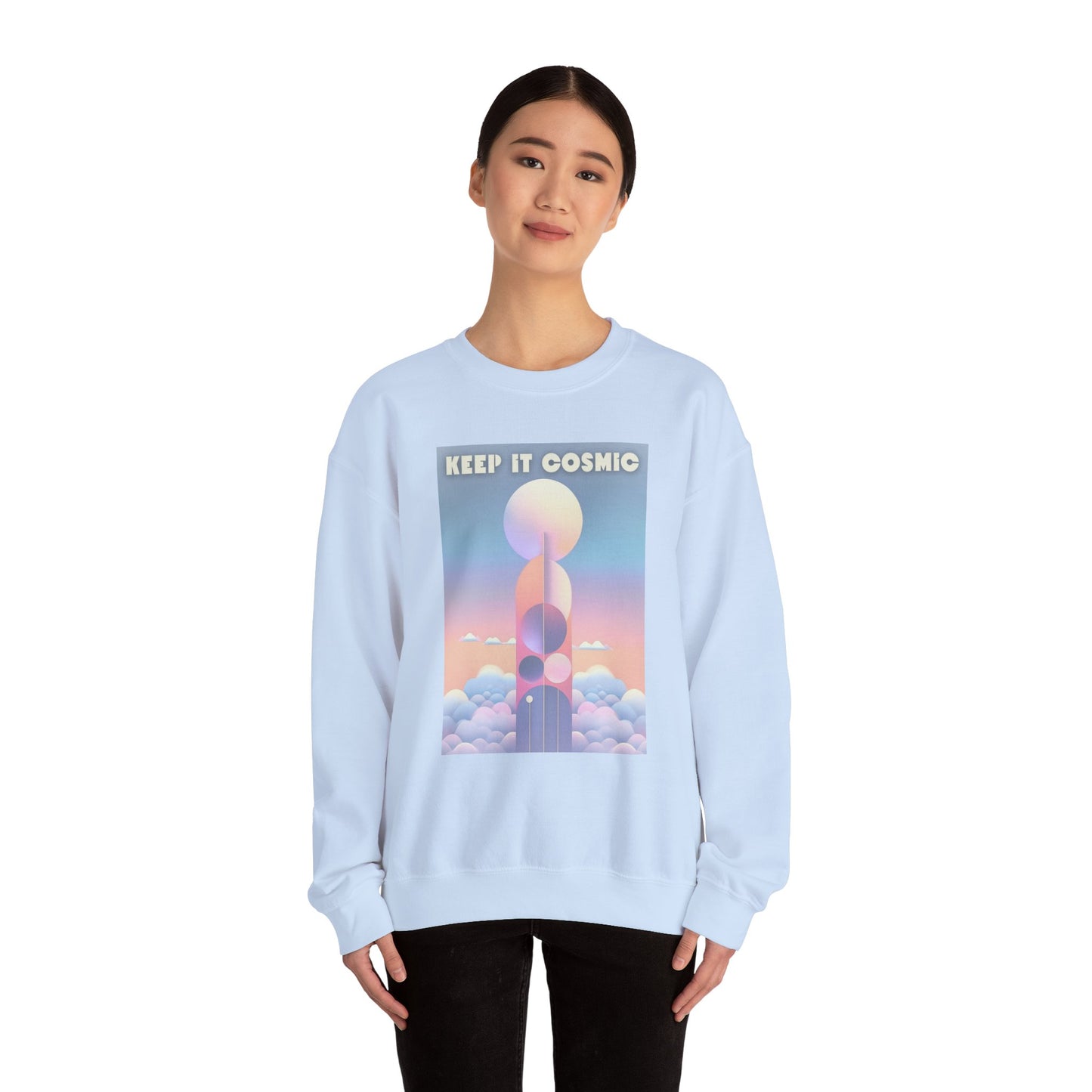 Keep It Cosmic Pastel Sweatshirt – Retro Celestial Aesthetic Crewneck