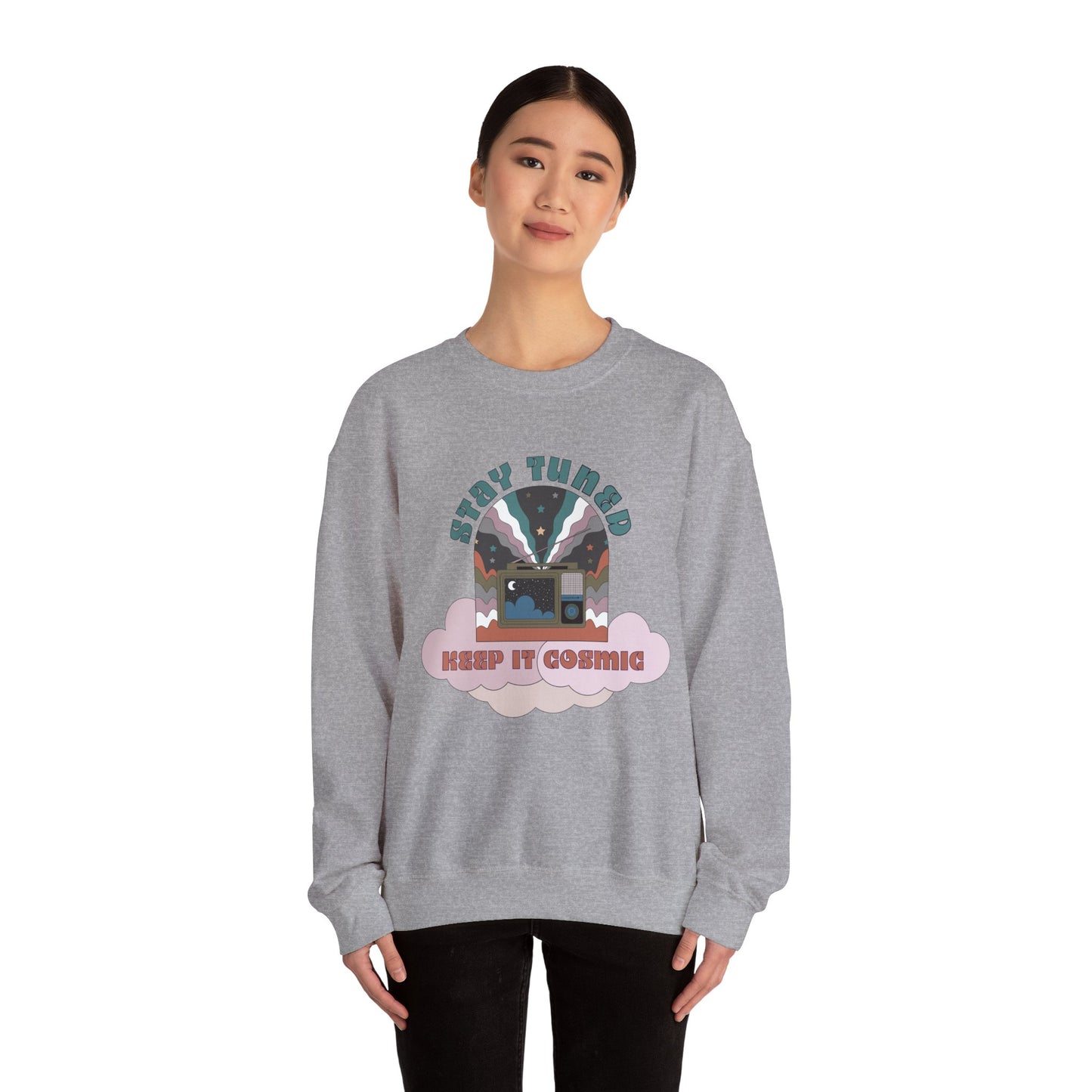 Stay Tuned Cosmic Retro Sweatshirt - Earthglow Celestial Crewneck