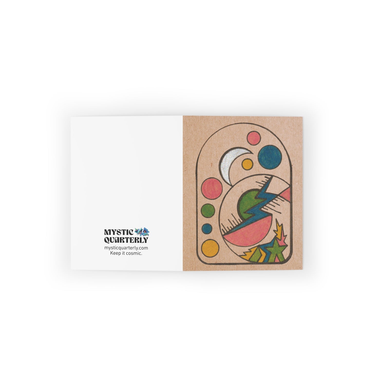 Crescent Moon & Cosmic Orbs Greeting Card Set of 8