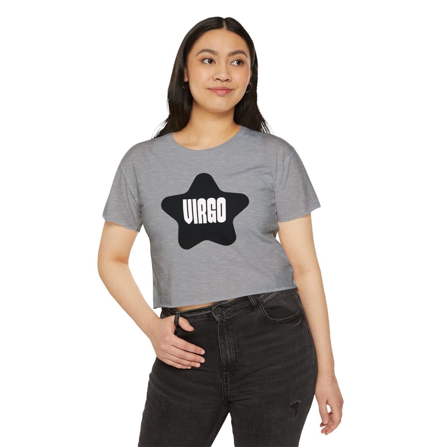 Black Star Virgo Crop Top Women's Astrology T-Shirt Virgo Zodiac Star Shirt