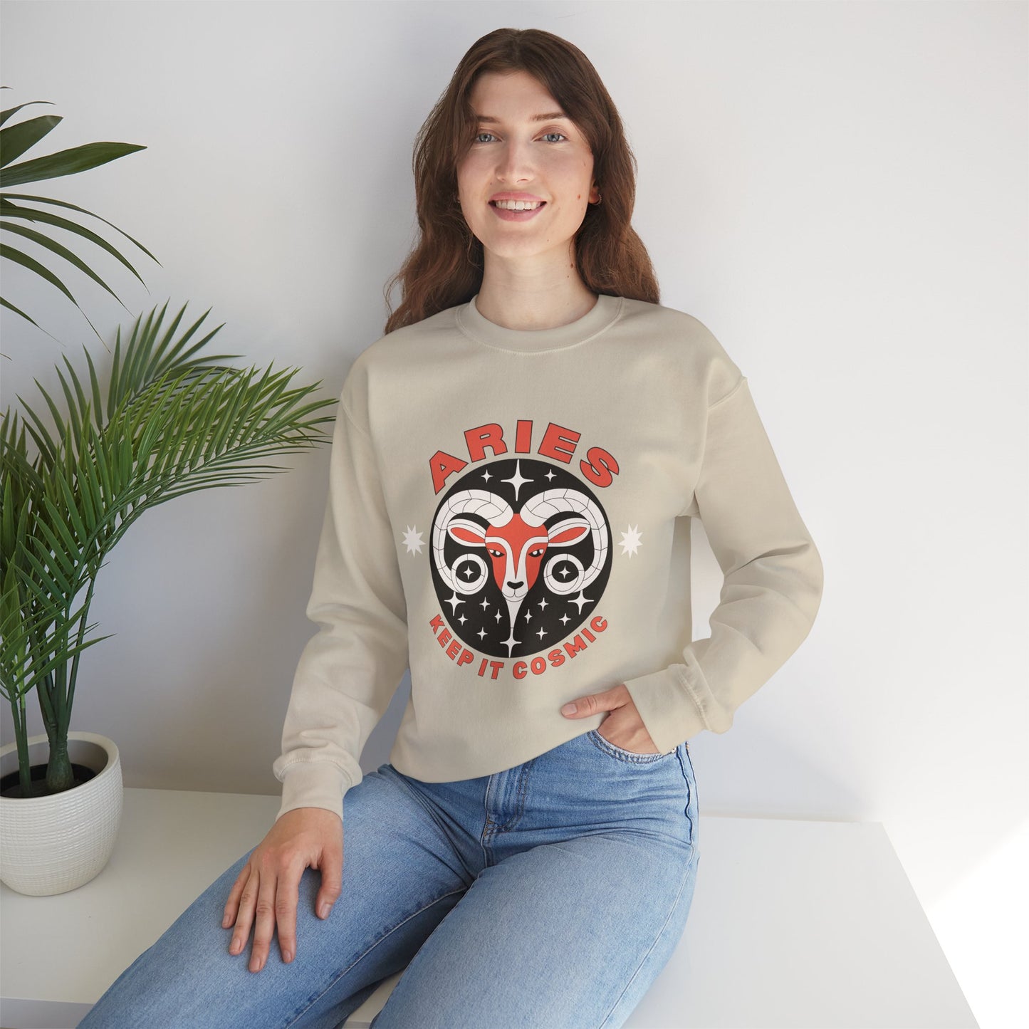 Keep It Cosmic - Retro Star Sign Astro Sweatshirt | Aries