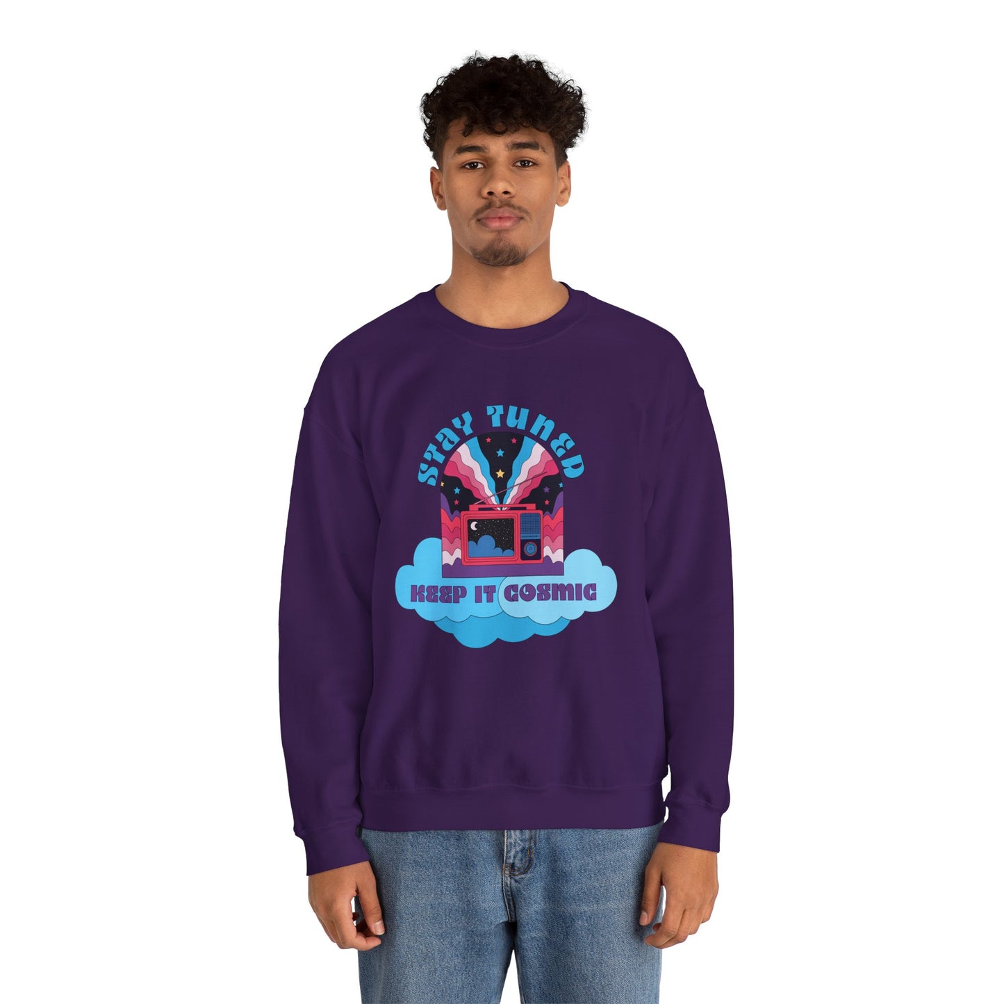 Stay Tuned Cosmic Retro Sweatshirt - Dreamglow Celestial Crewneck
