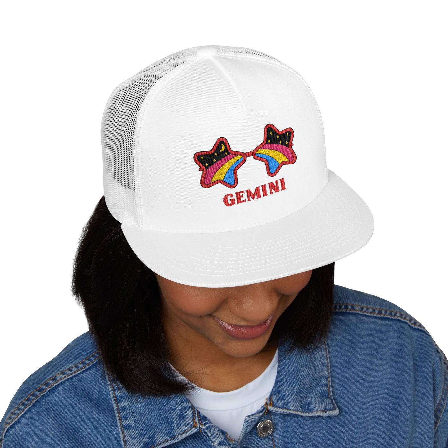Retro Zodiac Sign Trucker Hat — Gemini