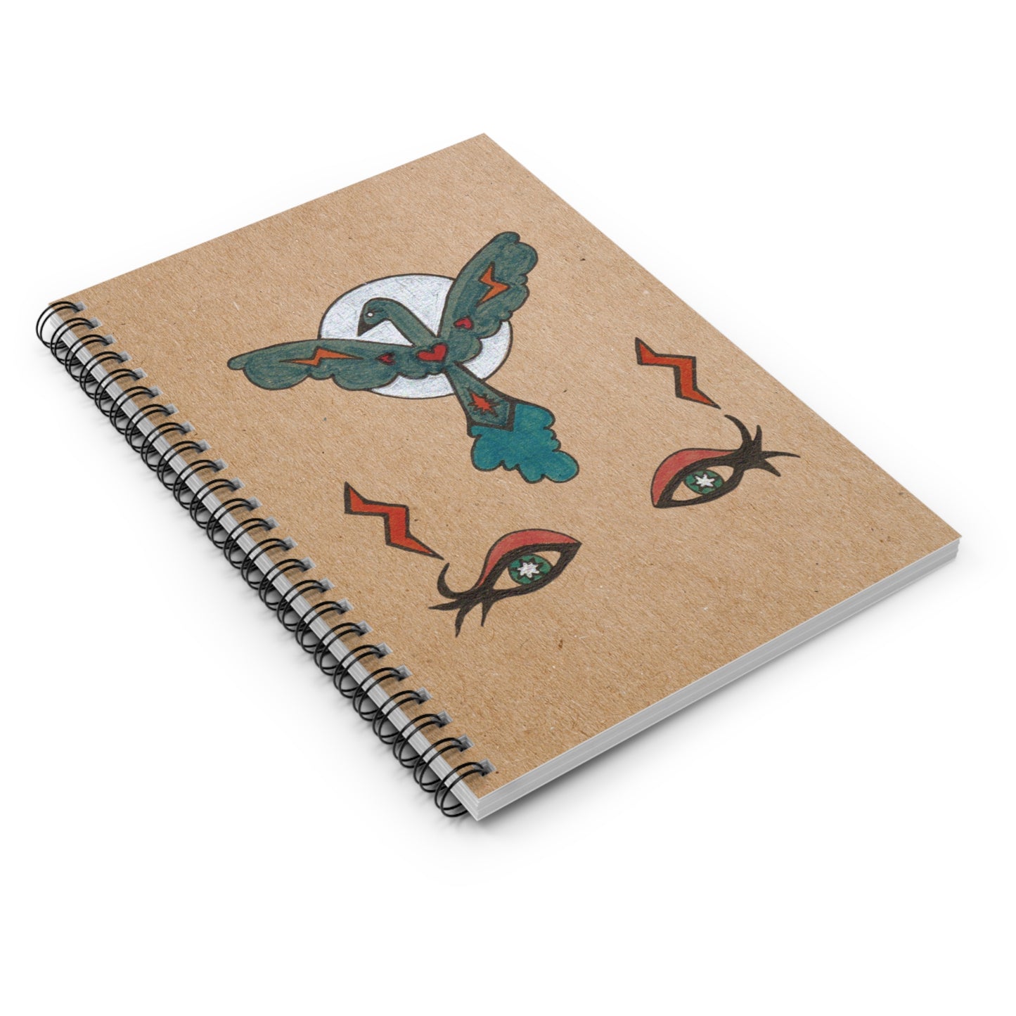 Feel to See Journal – Esoteric Eyes Bird and Moon Spiral Notebook (6" x 8")