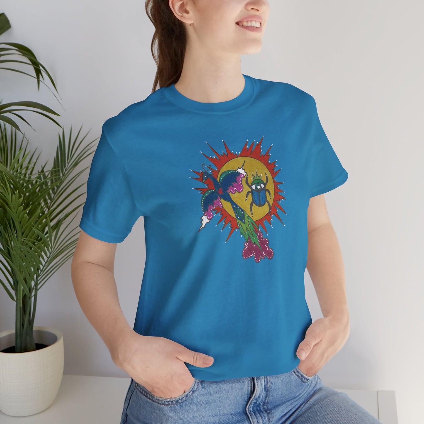 Integrate to Radiate Tee | Symbolic Solar Scarab Comic Art Shirt (Unisex)