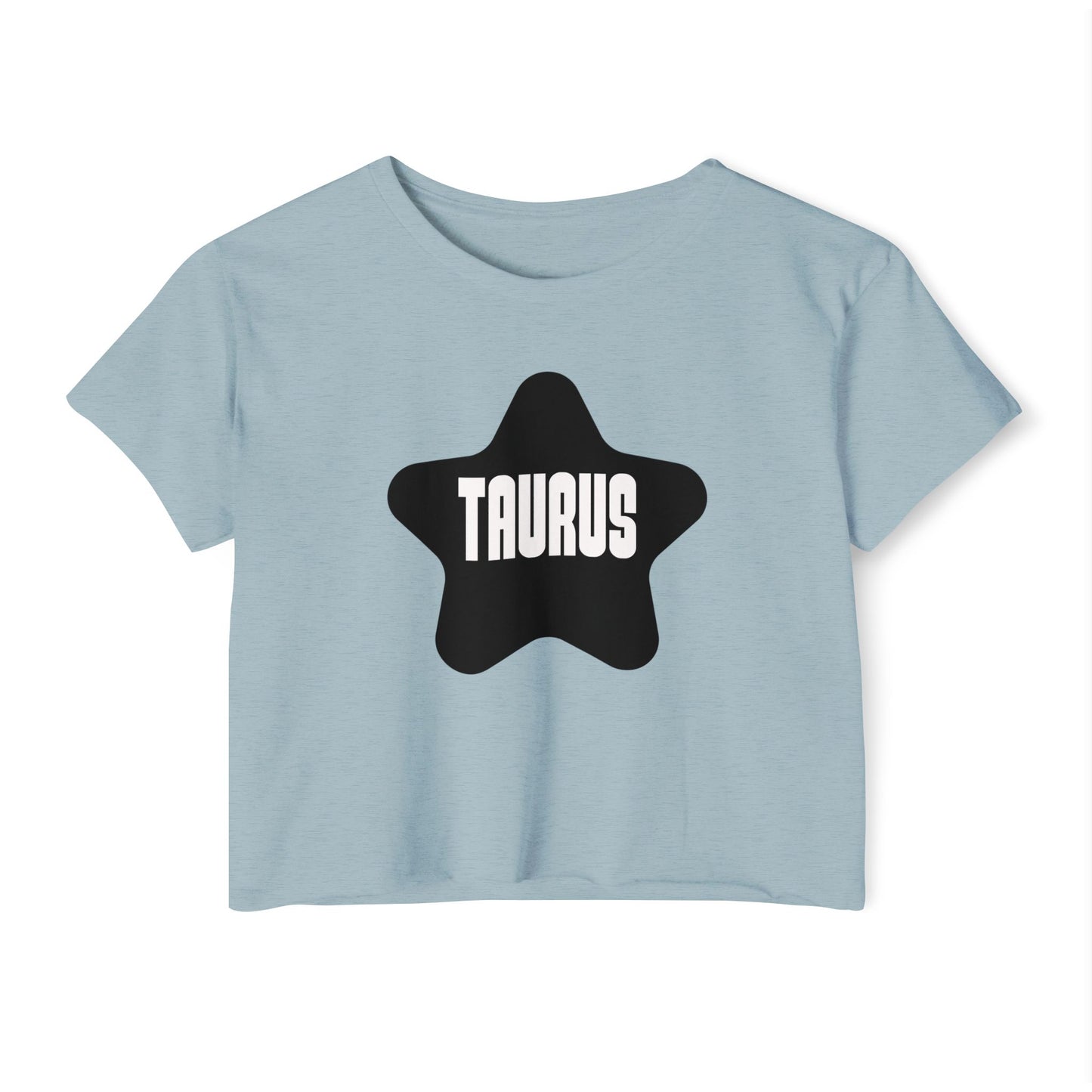 Taurus Black Star Crop Top – Retro Zodiac Tee