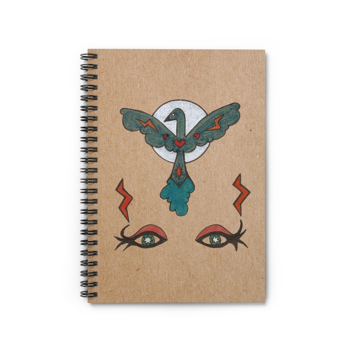 Feel to See Journal – Esoteric Eyes Bird and Moon Spiral Notebook (6" x 8")