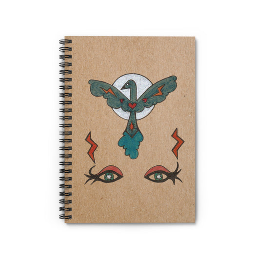 Feel to See Journal – Esoteric Eyes Bird and Moon Spiral Notebook (6" x 8")