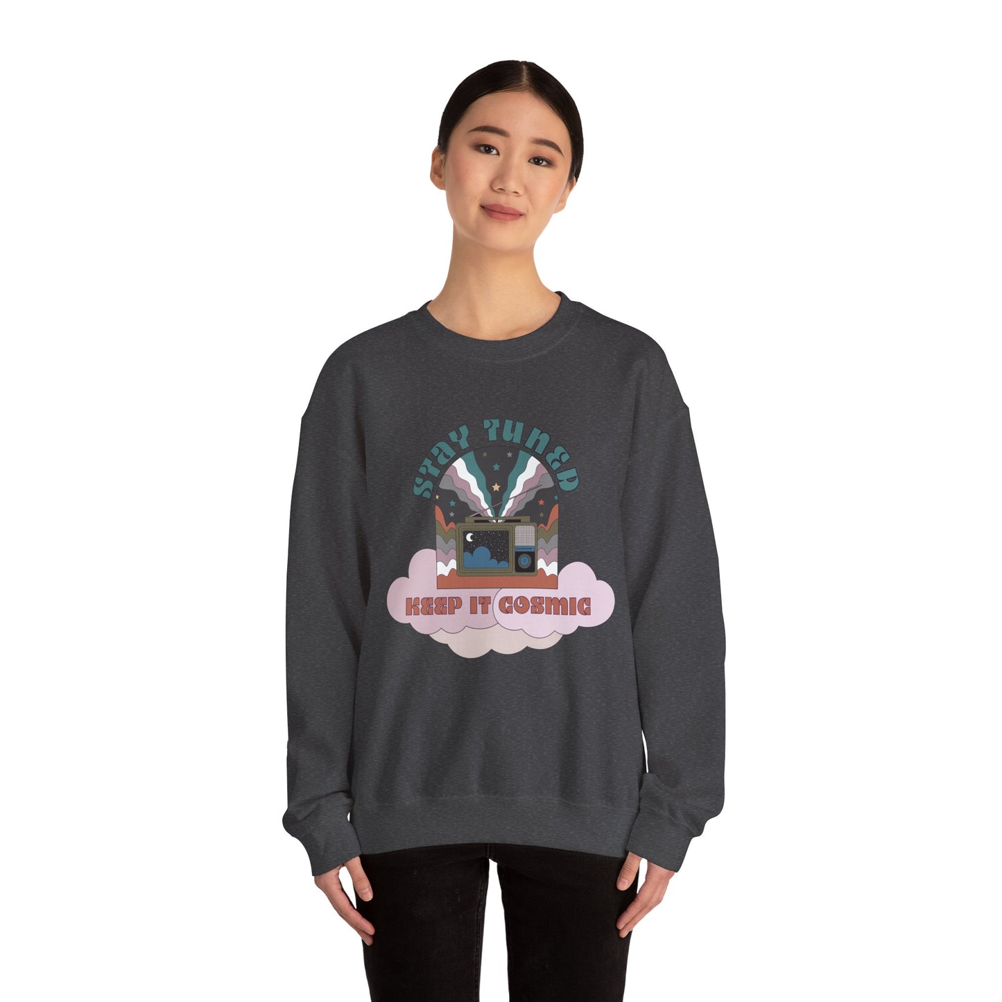 Stay Tuned Cosmic Retro Sweatshirt - Earthglow Celestial Crewneck