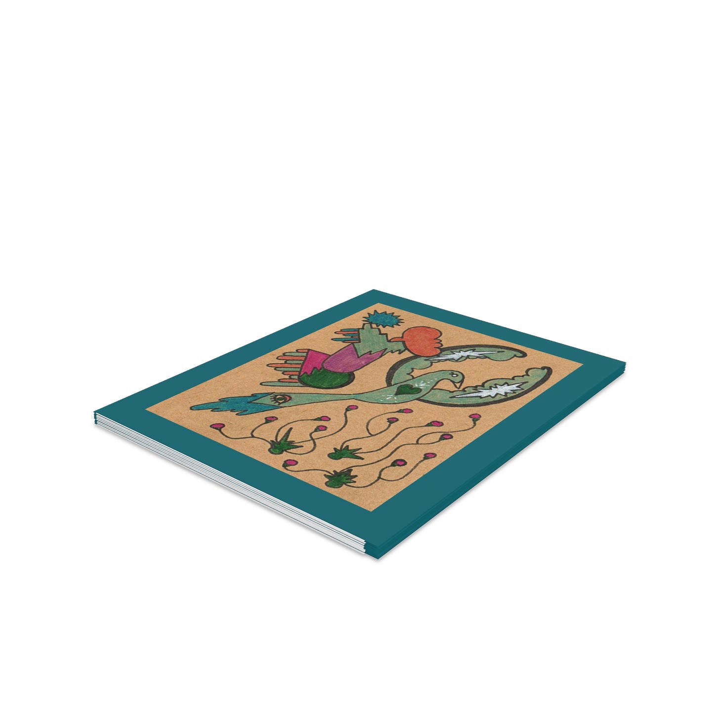 Colorful Cosmic Bird Illustration Greeting Card Set of 8