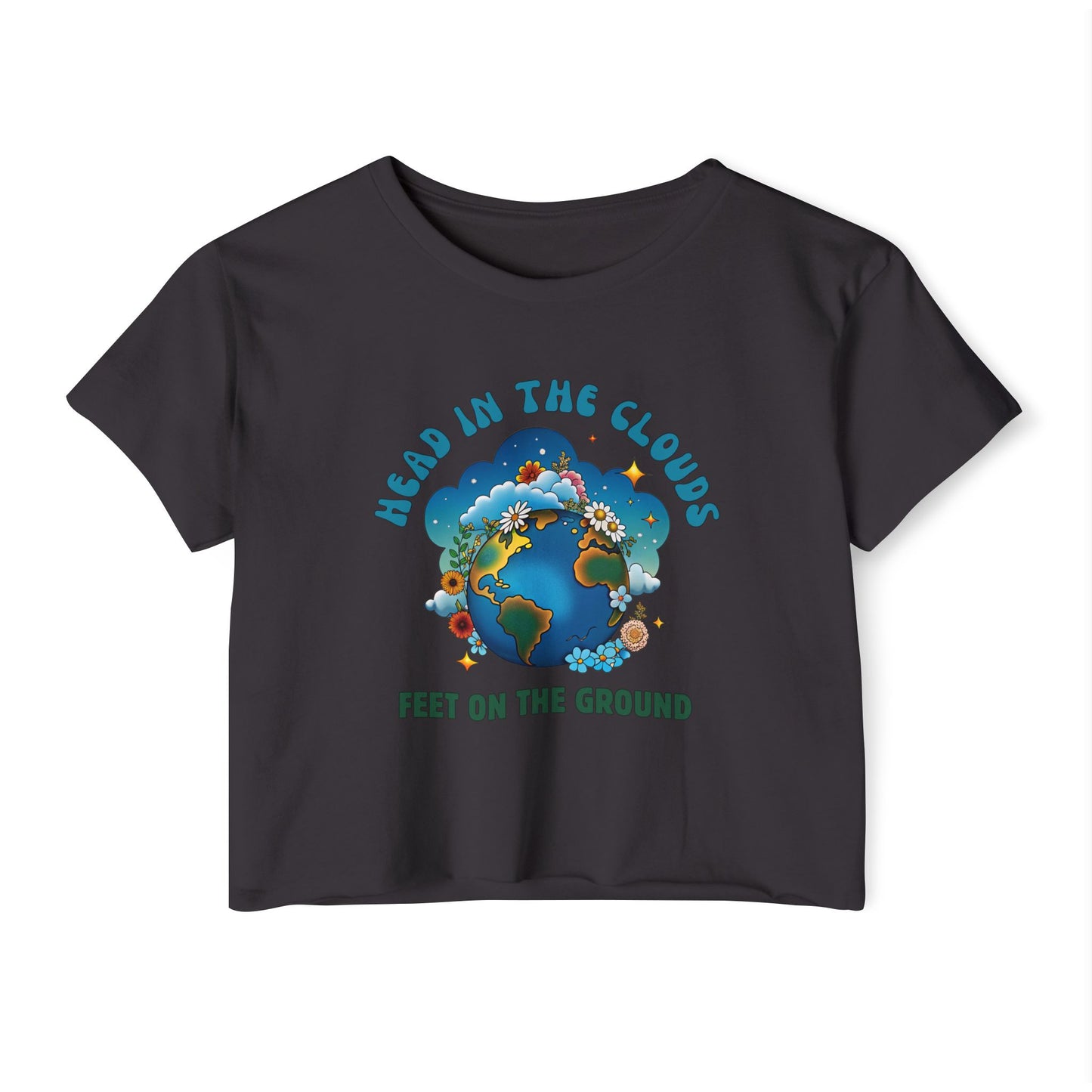 Grounded Dreamer Crop Top - Retro Earth Lover Tee