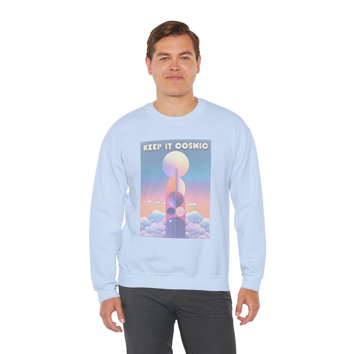 Keep It Cosmic Pastel Sweatshirt – Retro Celestial Aesthetic Crewneck