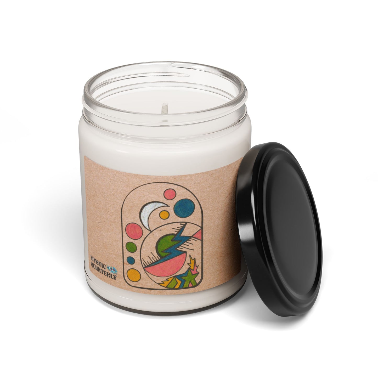 Moon Ritual Candle with Cosmic Lunar Symbolic Art