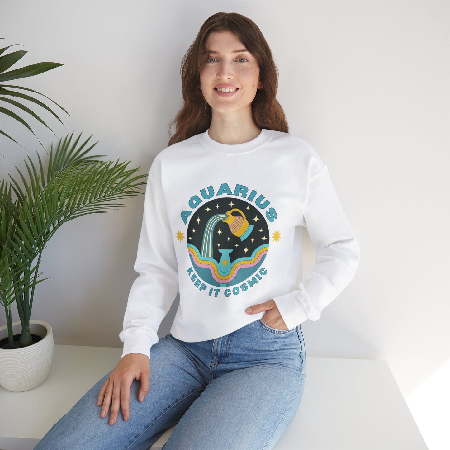 Keep It Cosmic - Retro Star Sign Astro Sweatshirt | Aquarius