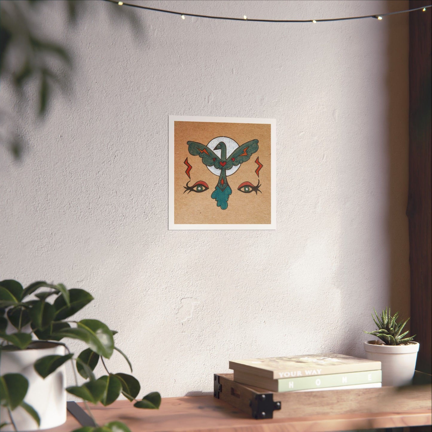 Feel to See – Symbolic Eyes Bird and Moon Cosmic Art Print