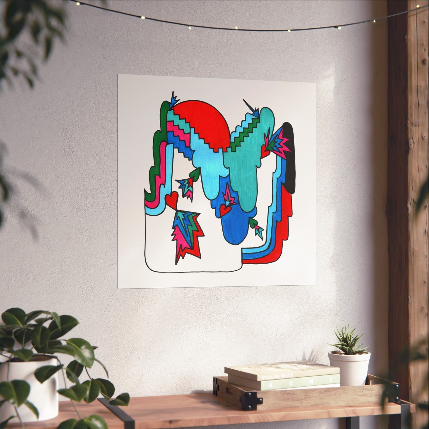 Open Heart Circuit Colorful Abstract Geometric Art Print
