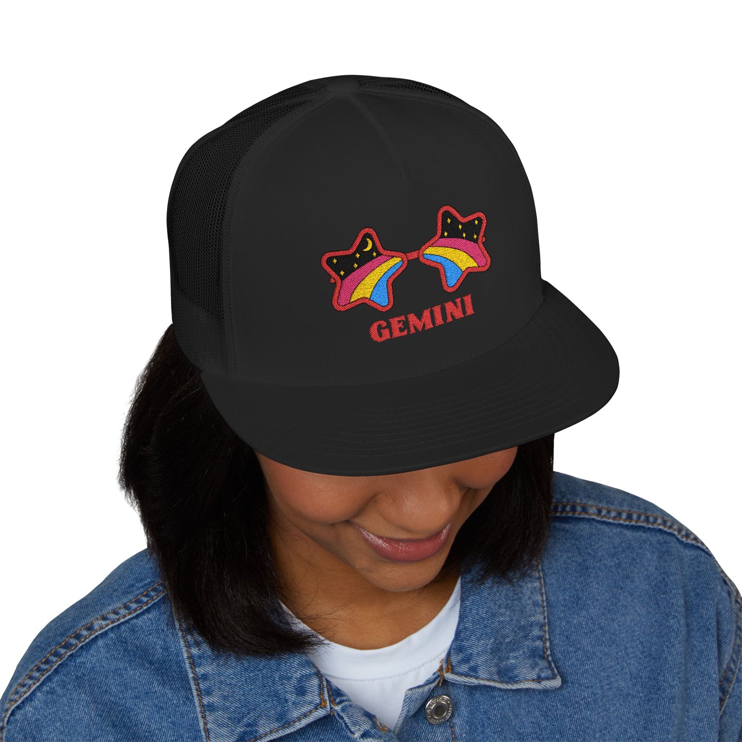 Retro Zodiac Sign Trucker Hat — Gemini