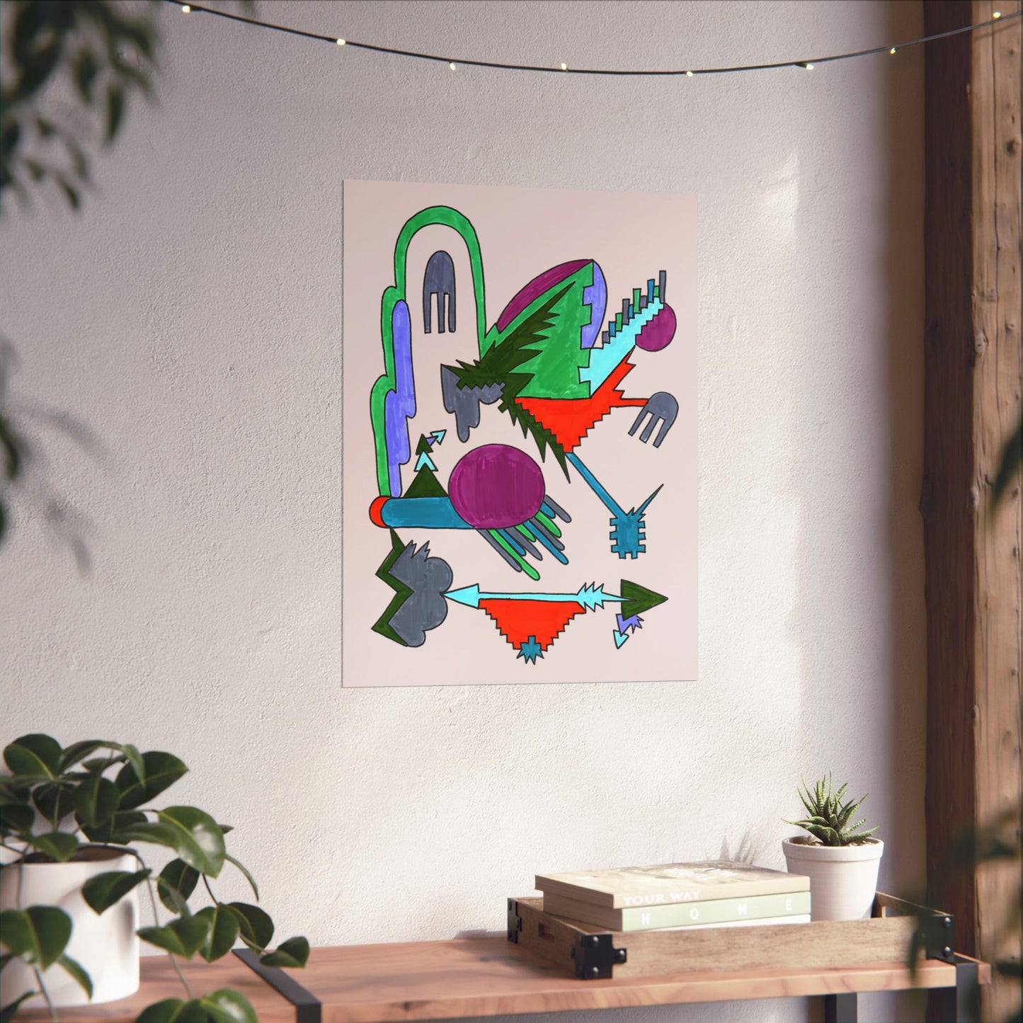 Directional Code | Hand-Drawn Abstract Glyph Art Print