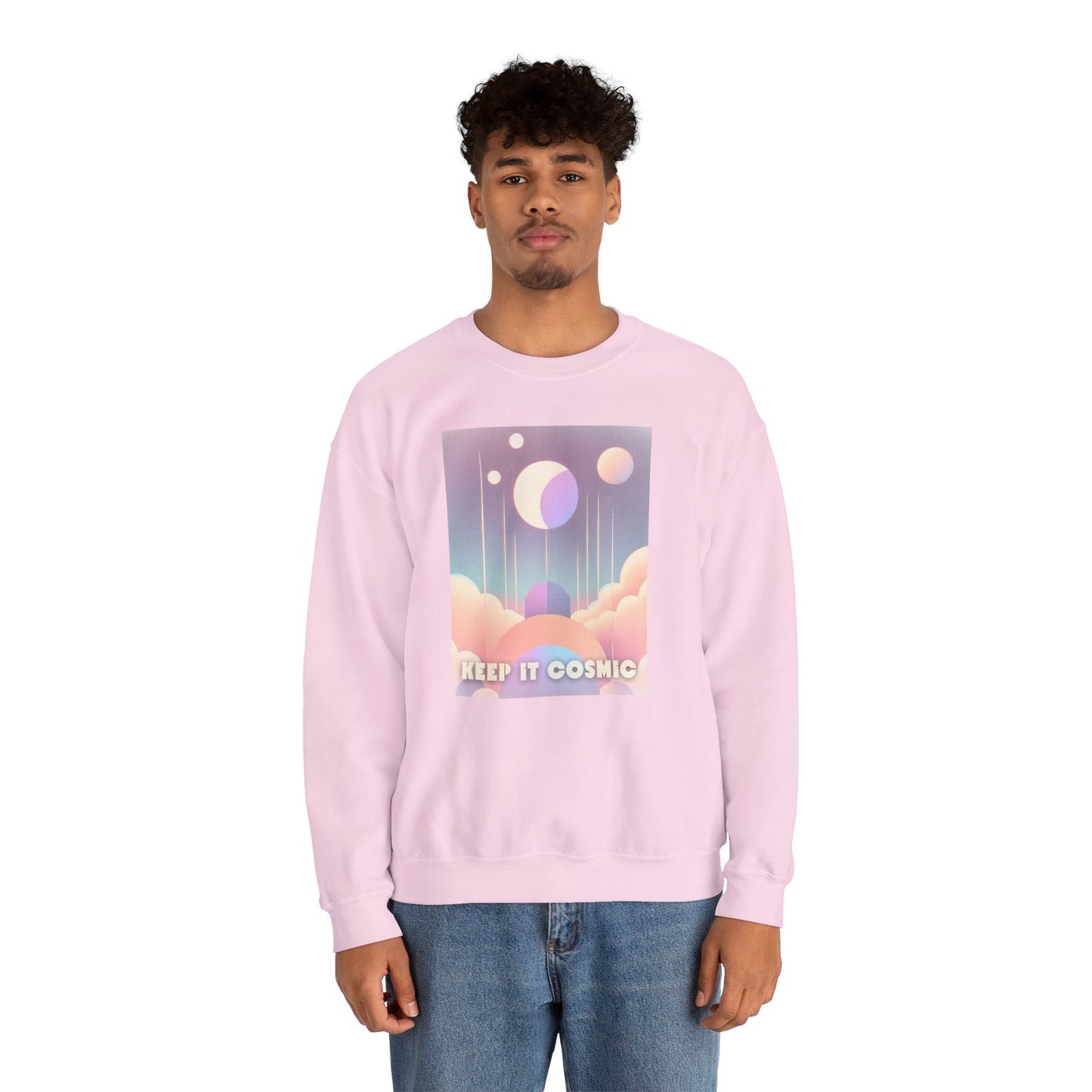 Keep It Cosmic Pastel Sweatshirt – Retro Celestial Aesthetic Crewneck