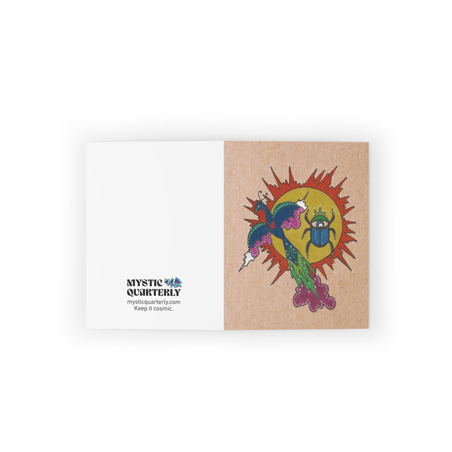 Scarab Rising Abstract Peacock Sun Illustration Greeting Card Set of 8