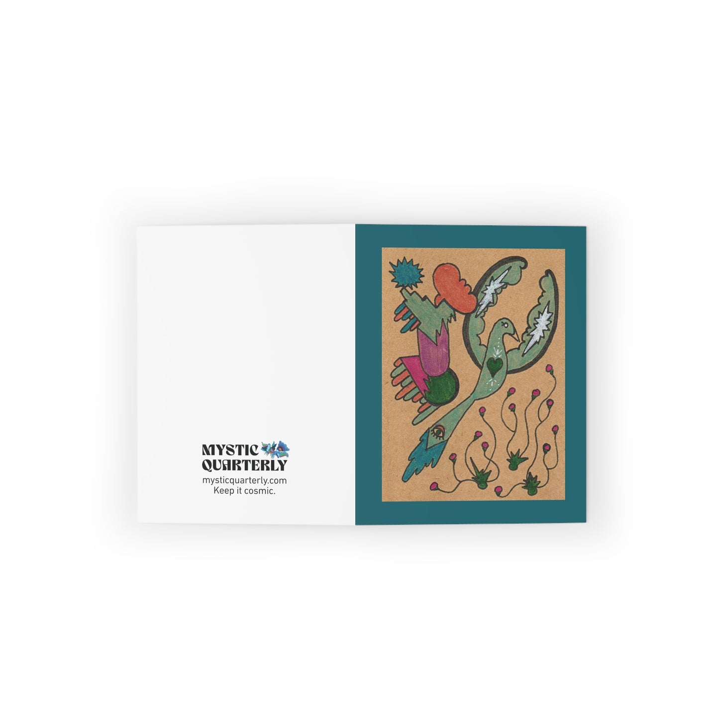 Colorful Cosmic Bird Illustration Greeting Card Set of 8