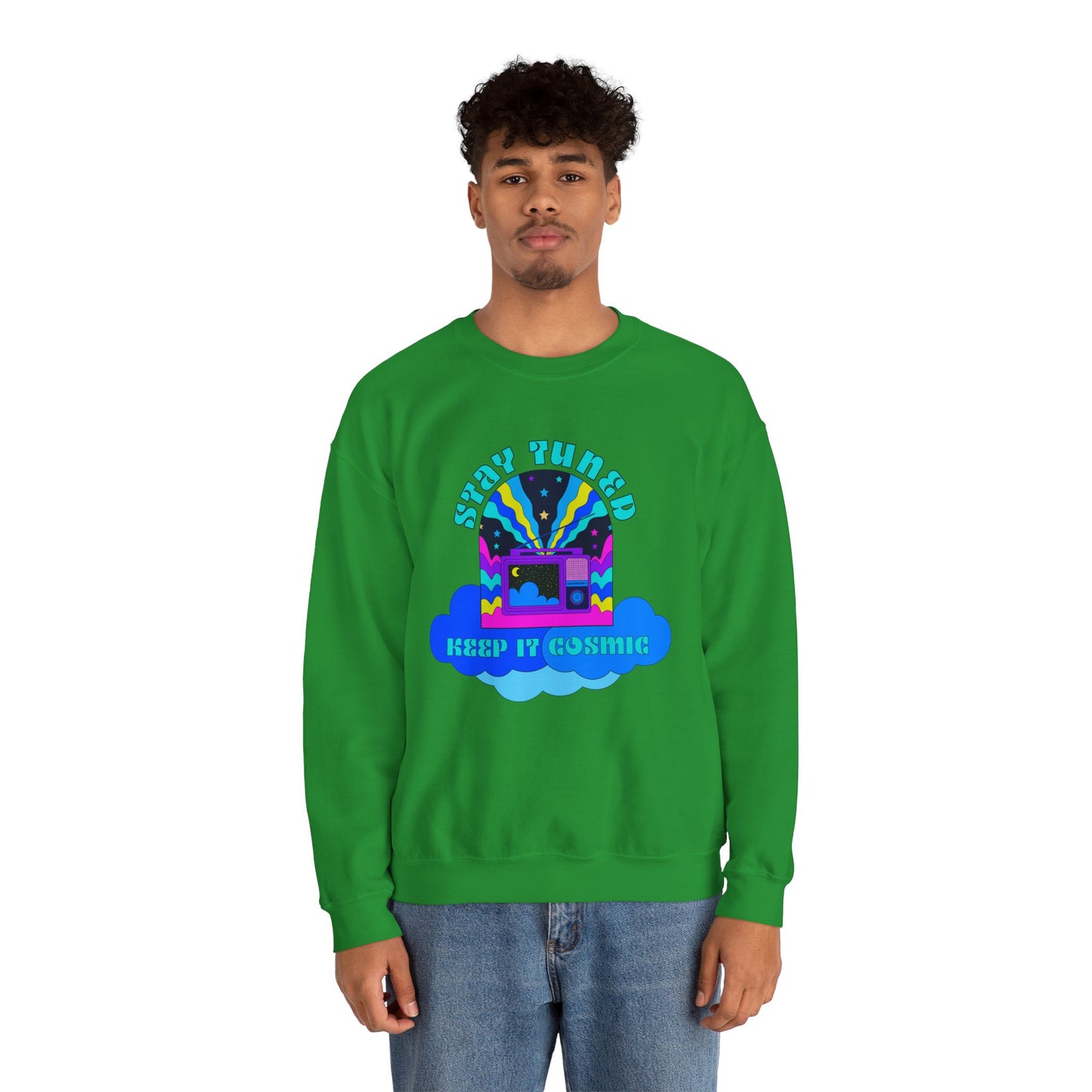 Stay Tuned Cosmic Retro Sweatshirt - Dayglow Celestial Crewneck
