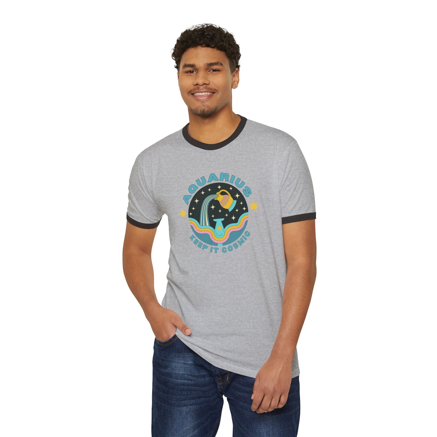 Keep it Cosmic Astrology Retro Ringer Tee — Aquarius Zodiac T-Shirt