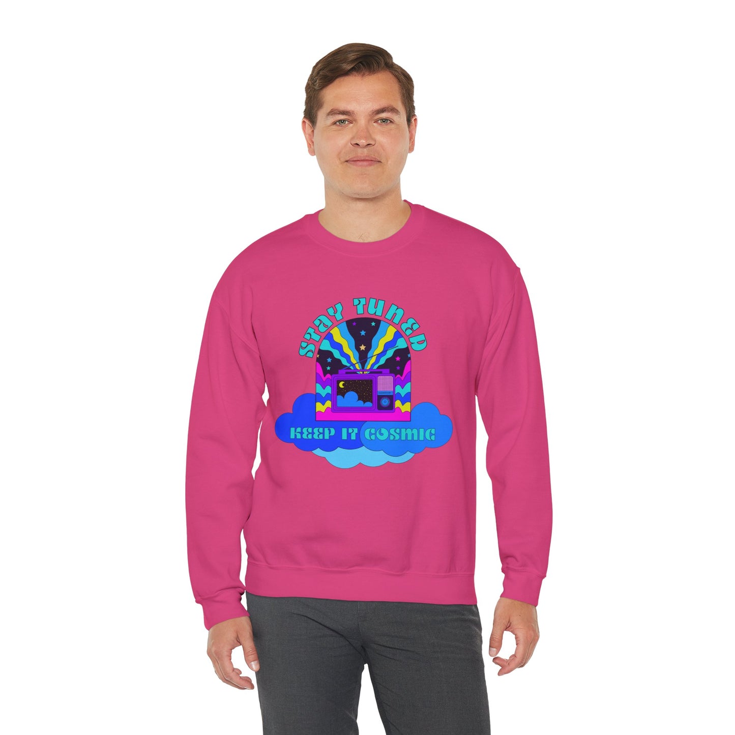 Stay Tuned Cosmic Retro Sweatshirt - Dayglow Celestial Crewneck