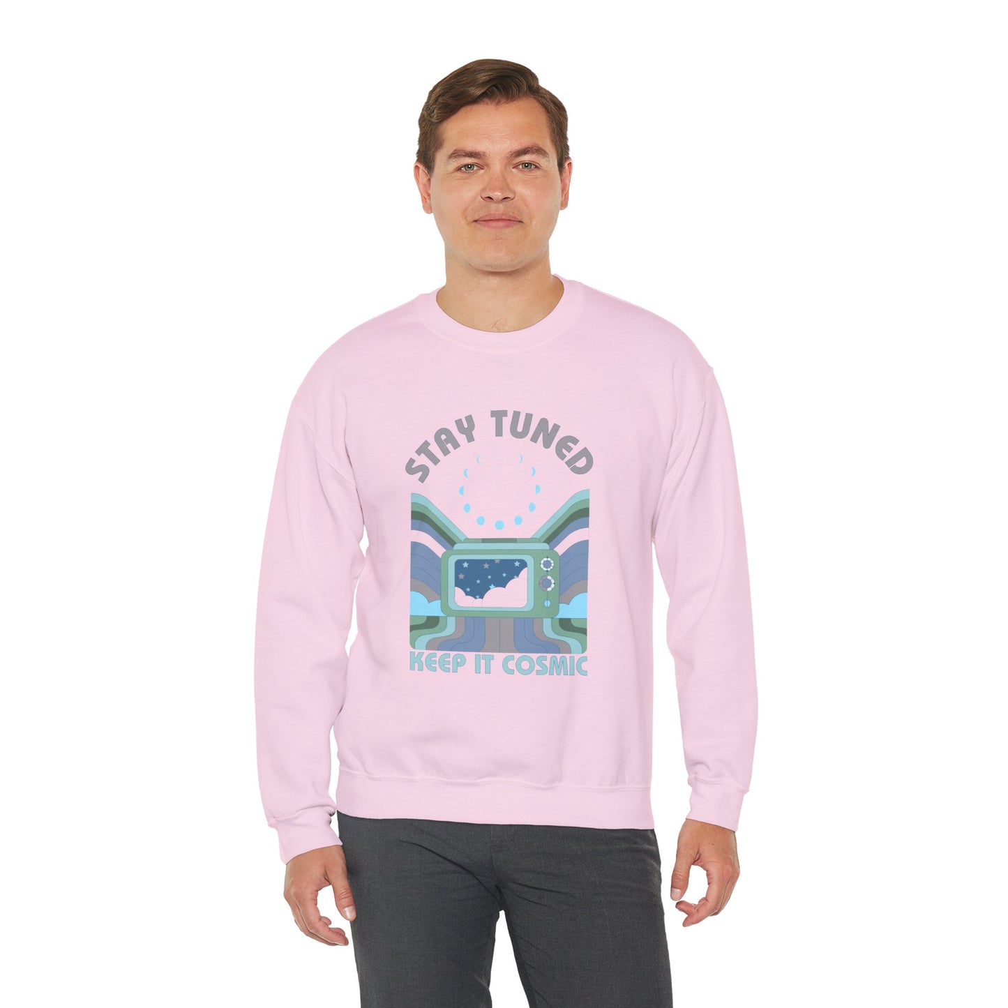 Stay Tuned Moon Phase Retro Sweatshirt - Earthglow Celestial Crewneck