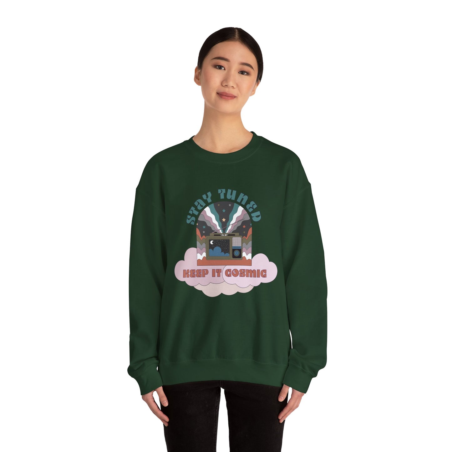 Stay Tuned Cosmic Retro Sweatshirt - Earthglow Celestial Crewneck