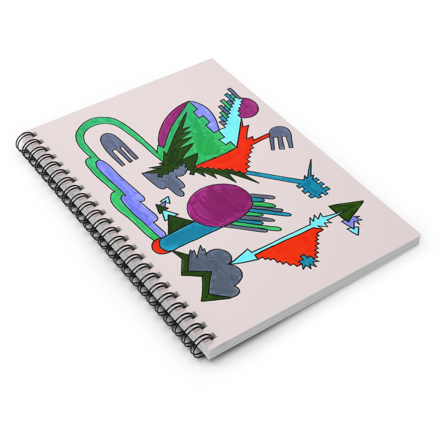 Directional Code | Hand-Drawn Glyph Spiral Notebook (6" x 8")