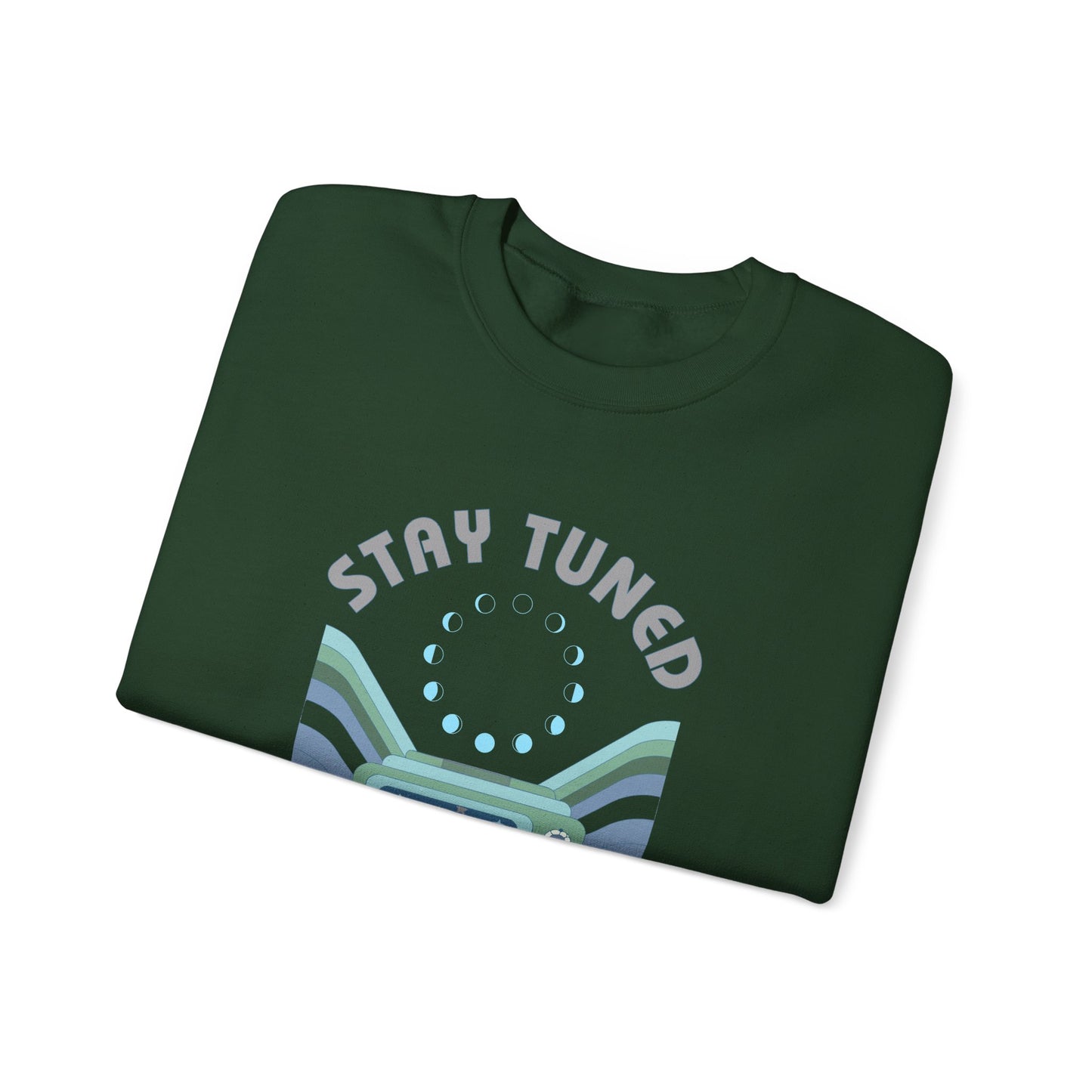 Stay Tuned Moon Phase Retro Sweatshirt - Earthglow Celestial Crewneck